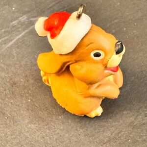 VTG‎ 1980´s Christmas Ornament Cute Bunny Santa Hat Figurine Collectible